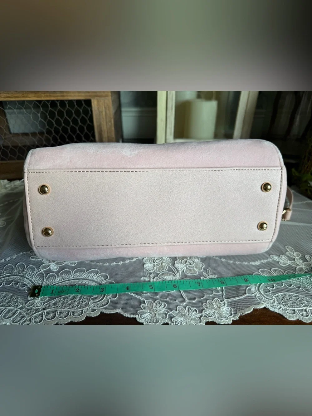 Juicy Couture Pink Cherry Charm Embroidered Small Satchel Handbag Purse